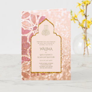 Ornamental Bilingual WALIMA Nikah Muslim Wedding Card