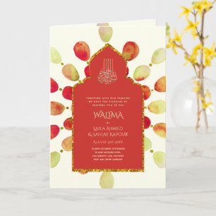Ornamental Bilingual WALIMA Nikah Muslim Wedding Card