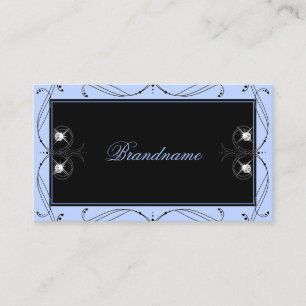 Ornamental Black Blue Sparkling Diamonds Ornate Business Card