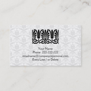 Ornamental Black White Damask Simple Personal Business Card