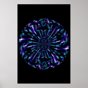 Ornamental Blue and Purple Fractal Art Poster