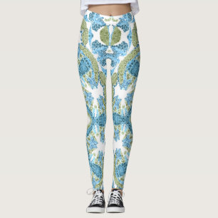 ornamental blue green white decor decoration leggings