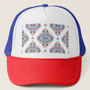 Ornamental Blue Orange: Vintage Seamless Trucker Hat