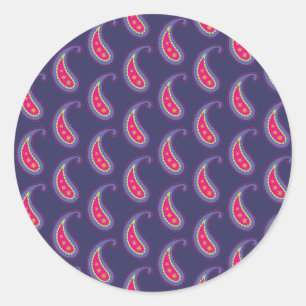 Ornamental Boho Floral Motif Classic Round Sticker