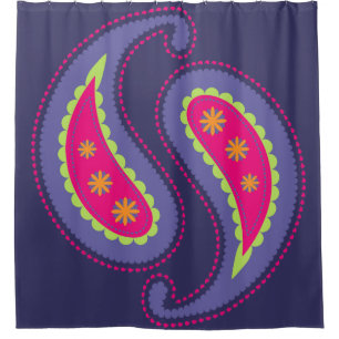 Ornamental Boho Floral Motif Shower Curtain