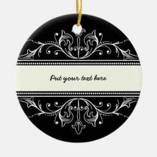 Ornamental border black white custom ornament
