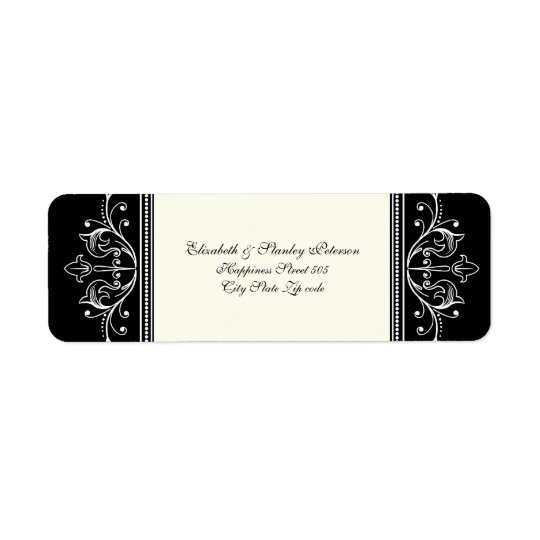 Ornamental border black white wedding custom label return address label