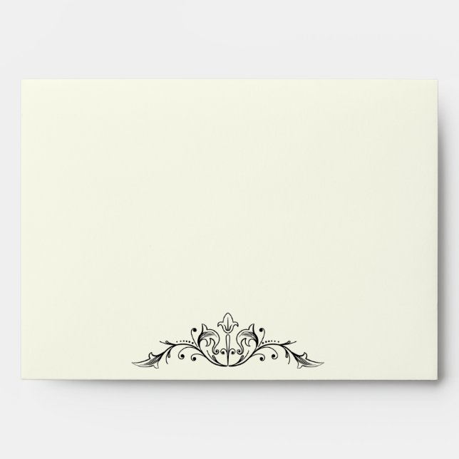 Ornamental border coral white wedding envelope (Front)