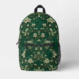 Ornamental Botanical Pattern Printed Backpack
