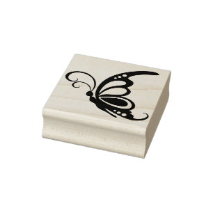 ornamental butterfly profile art stamp
