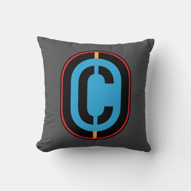Ornamental C Monogram on Grey Cushion (Front)