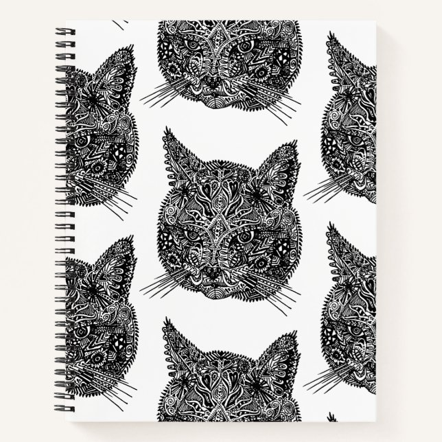 Ornamental Cat Head  Notebook (Front)