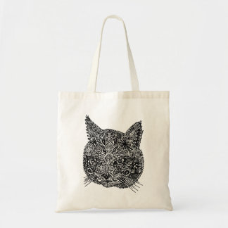 Ornamental Cat Head Tote Bag