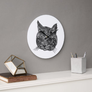 Ornamental Cat Large Clock