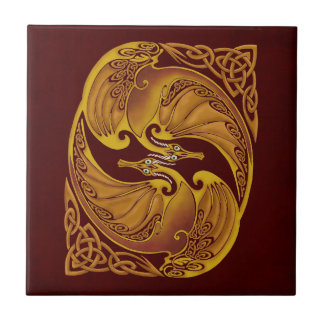 Ornamental Celtic Dragons Ceramic Tile