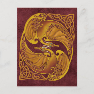 Ornamental Celtic Dragons Postcard