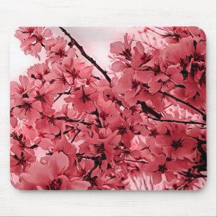 Ornamental Cherry Branches Pink Stylised Mouse Pad