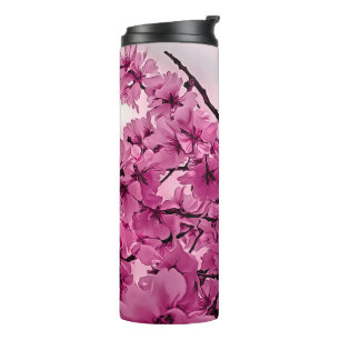 Ornamental Cherry Branches Purple Stylised Thermal Tumbler