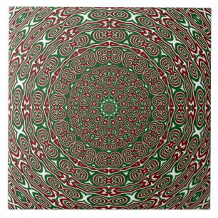 Ornamental Christmas Mandala Ceramic Tile