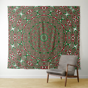 Ornamental Christmas Mandala Tapestry