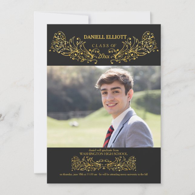Ornamental Classy Graduation Announcement (Front)