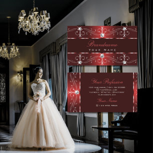 Ornamental Dark Wine Red Ornate Borders Squiggly Business Card