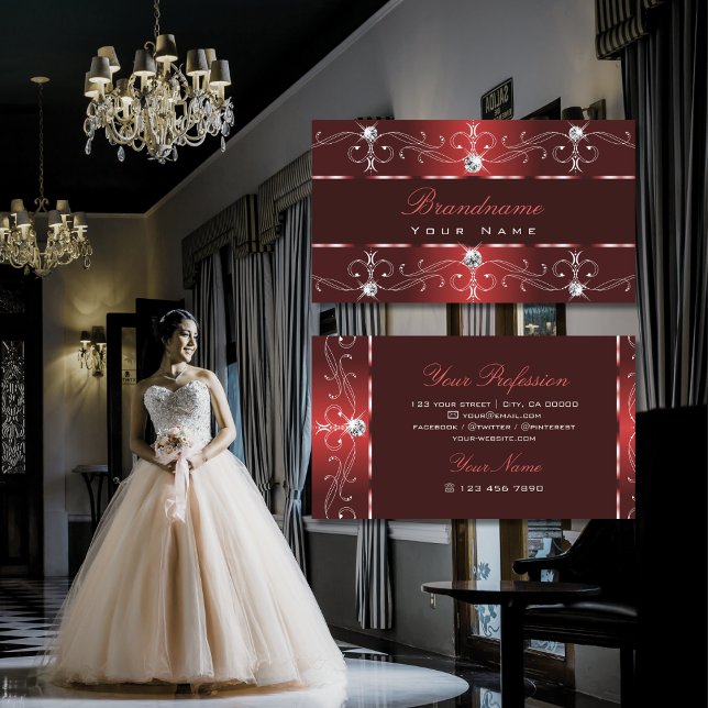 Ornamental Dark Wine Red Ornate Borders Squiggly Business Card (Creator Uploaded)