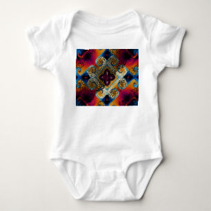 Ornamental Diagonal Waves: Mosaic Texture Baby Bodysuit