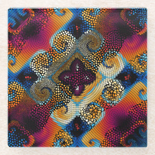 Ornamental Diagonal Waves: Mosaic Texture Glass Coaster