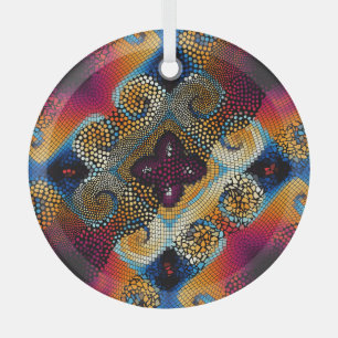 Ornamental Diagonal Waves: Mosaic Texture Glass Tree Decoration