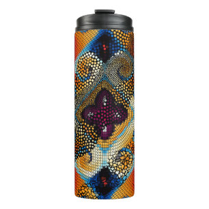 Ornamental Diagonal Waves: Mosaic Texture Thermal Tumbler