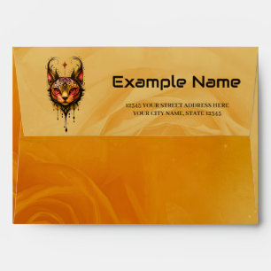 Ornamental elegance: A portrait of a cat.  Envelope