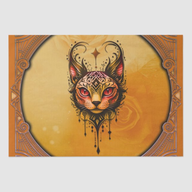 Ornamental elegance: A portrait of a cat.  Tissue Paper (Front)
