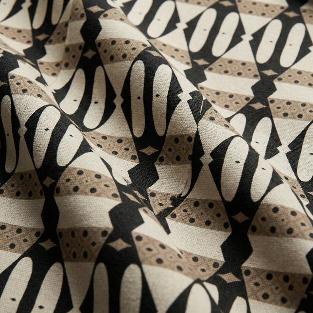 Ornamental Elegant Black & Beige Geometric Pattern Fabric (Creator Uploaded)