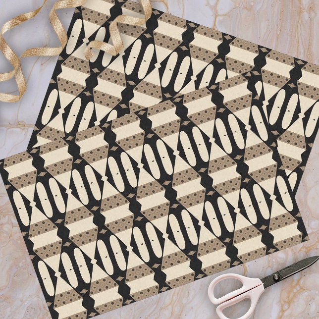 Ornamental Elegant Black & Beige Geometric Pattern Tissue Paper (Creator Uploaded)