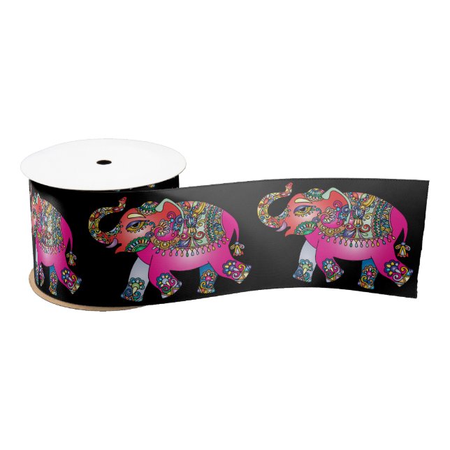 ornamental elephant ribbon satin ribbon (Spool)