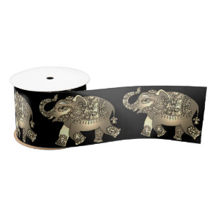 ornamental elephant ribbon satin ribbon