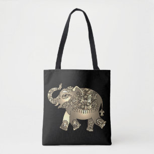ornamental elephant tote bag