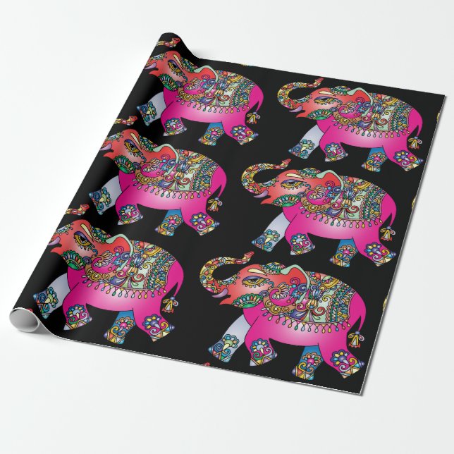 ornamental elephant wrapping paper (Unrolled)
