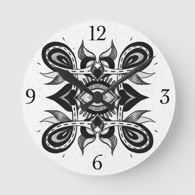 Ornamental Eye - Weirdcore Botanical Tattoo Style Round Clock (Front)
