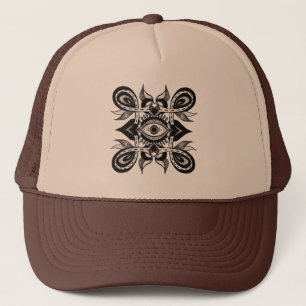 Ornamental Eye - Weirdcore Botanical Tattoo Style Trucker Hat