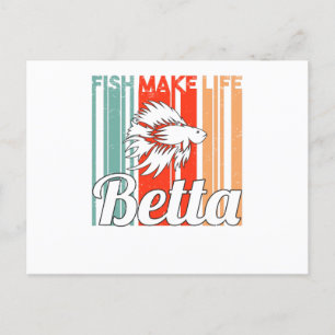 Ornamental Fish Fighting Fish Betta Aquarium Retro Postcard
