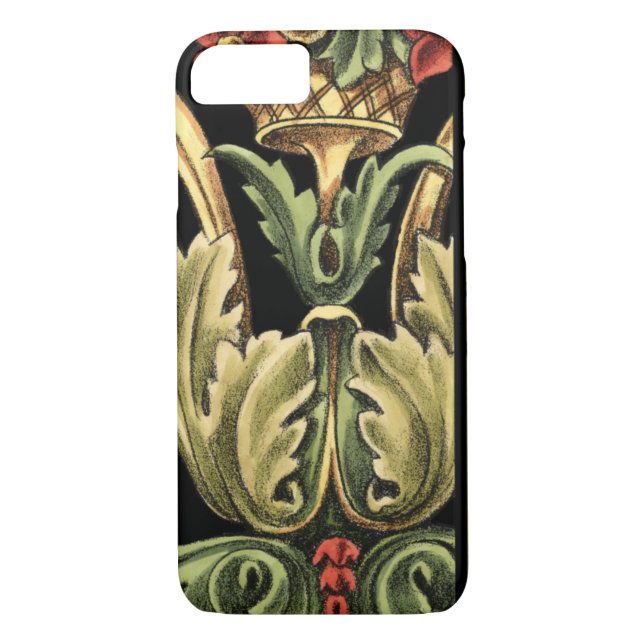 Ornamental Floral Design with Black Borders Case-Mate iPhone Case (Back)