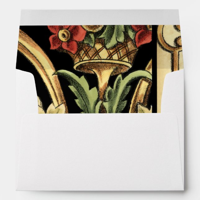 Ornamental Floral Design with Black Borders Envelope (Back (Bottom))