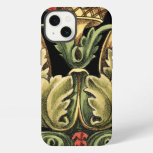 Ornamental Floral Design with Black Borders iPhone Case