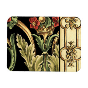 Ornamental Floral Design with Black Borders Magnet