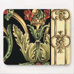 Ornamental Floral Design with Black Borders Mouse Pad