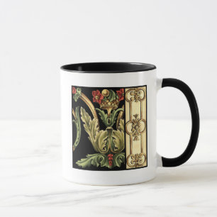 Ornamental Floral Design with Black Borders Mug