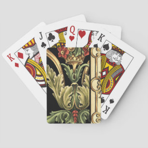Ornamental Floral Design with Black Borders Playing Cards