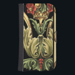 Ornamental Floral Design with Black Borders Samsung S4 Wallet Case<br><div class="desc">An ornamental painting with an attractive floral design enclosed by black borders. The green and red colours leap off the print thanks to the black background. How wonderful would this look on your wall? Purchase it and find out!</div>
